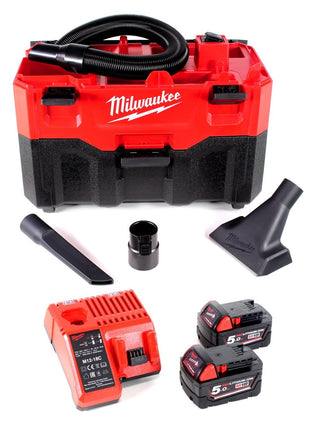 Milwaukee M18 VC2-502C Akku-Nass-/Trockensauger 18 V + 2x Akku 5,0 Ah + Ladegerät - Toolbrothers