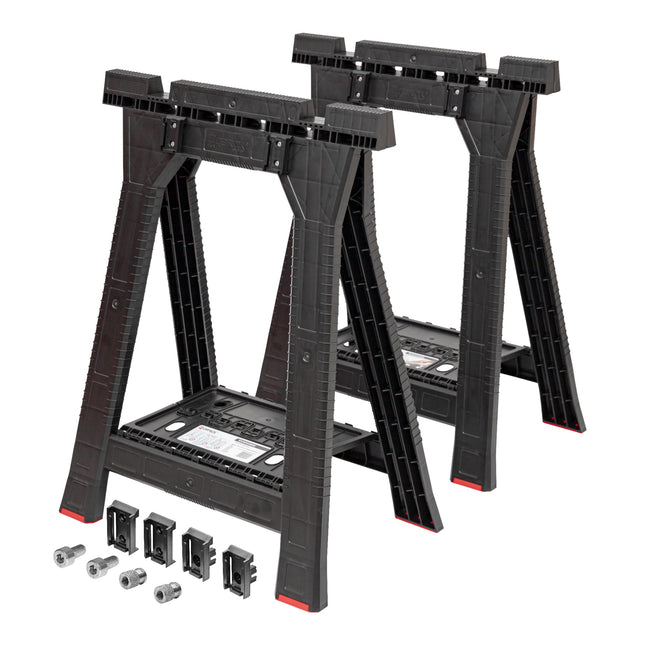 Toolbrothers RHINO Juego de caballetes de taller + Custom Connect 580 x 770 mm 350 kg de capacidad de carga