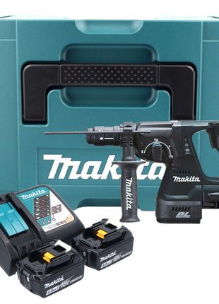 Makita DHR 243 RMJ B Akku Kombihammer 18 V 2,0 J SDS-Plus schwarz + 2x Akku 4,0 Ah + Ladegerät + Schnellwechselfutter + Makpac