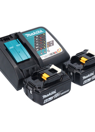 Makita DHR 243 RGJ B martillo combinado a batería 18 V 2.0 J SDS-Plus negro + 2x baterías 6.0 Ah + cargador + portabrocas de cambio rápido + Makpac