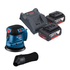 Ponceuse excentrique à batterie Bosch GEX 185-LI Professional 18 V 125 mm sans balai + 2x batteries 5,0 Ah + chargeur