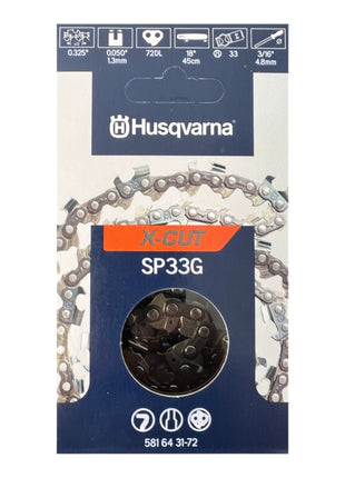 Husqvarna X CUT SP33G Sägekette Ersatzkette Halb Meißel 1,3 mm 33 cm ( 581643172 )