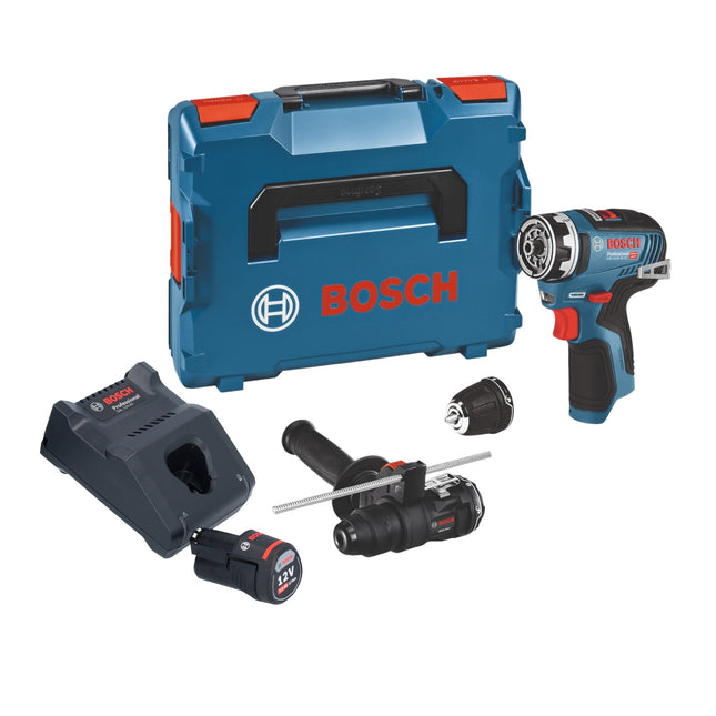 Taladradora atornilladora a batería Bosch GSR 12V-35 FC 12 V 35 Nm sin escobillas + 1x acumulador 3,0 Ah + cargador + 2x adaptador + L-Boxx