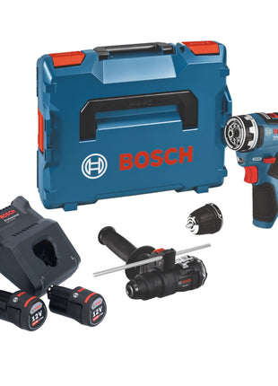 Bosch GSR 12V-35 FC Akku Bohrschrauber 12 V 35 Nm Brushless ( 06019H3009 ) + 2x Akku 3,0 Ah + Ladegerät + 2x Aufsatz + L-Boxx