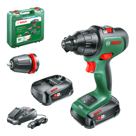 Bosch Home AdvancedImpact 18 Perceuse-visseuse à percussion sans fil 18 V 39 Nm ( 06039B5109 ) Brushless + 2x batterie 2,5 Ah + chargeur + coffret