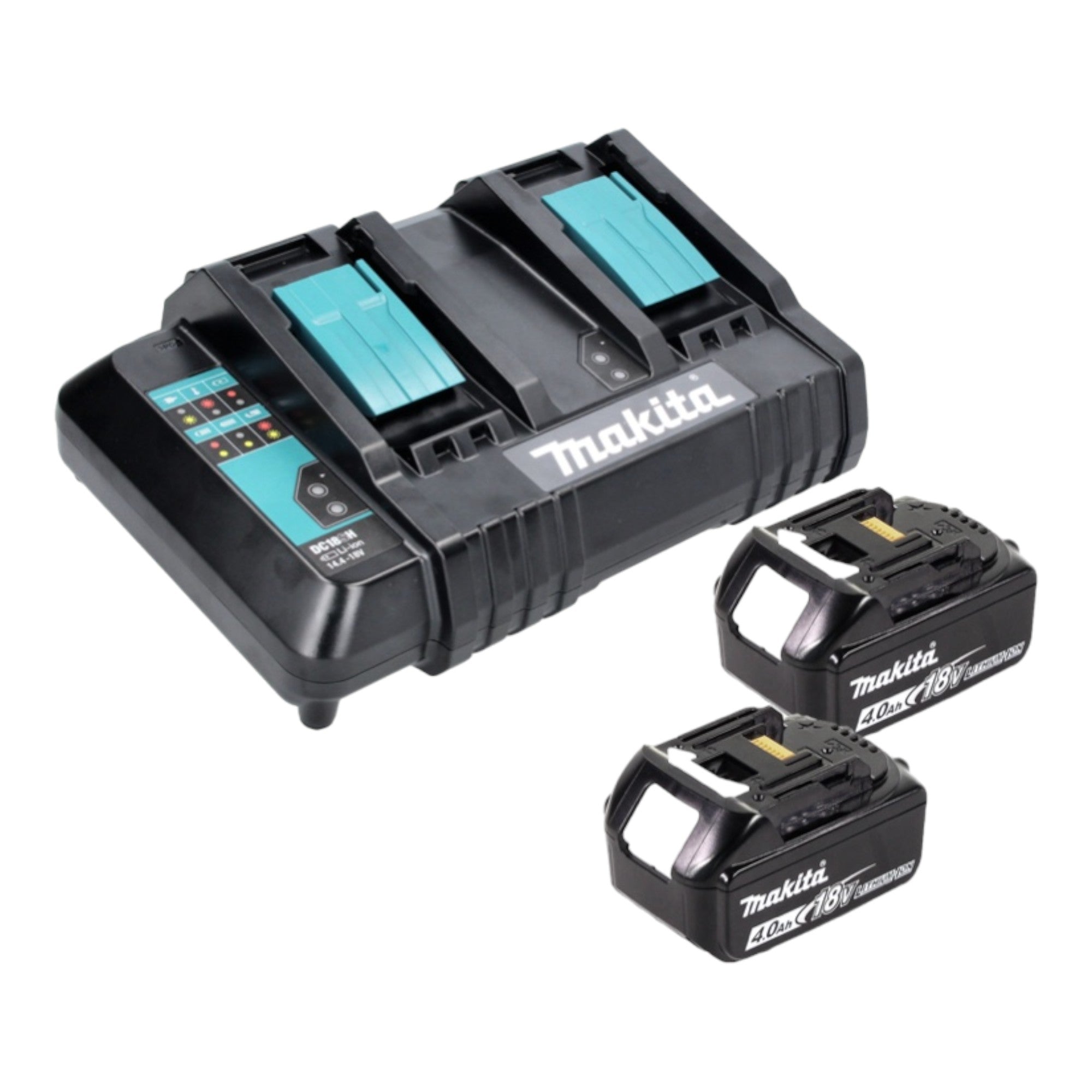 Makita DLM 480 CM2 Akku Rasenmaeher 36 V 2x 18 V 48 cm 62 l 2x Akku 4 0 Ah Ladegeraet  3 - toolbrothers