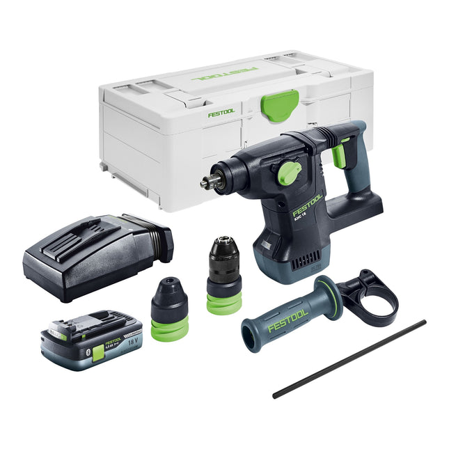 Martillo combinado sin cable Festool KHC 18 EB-Basic 18 V 2,6 J SDS-Plus Brushless + 1x batería 4,0 Ah + cargador + systainer