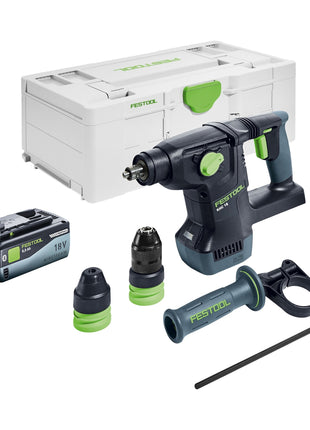 Marteau combiné à batterie Festool KHC 18 EB-Basic 18 V 2,6 J SDS-Plus brushless + 1x batterie 8,0 Ah + Systainer - sans chargeur