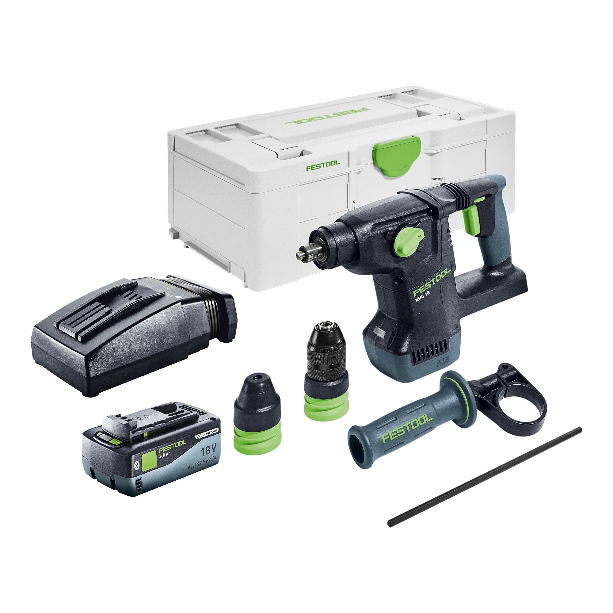 Festool KHC 18 EB Basic Akku Kombihammer 18 V 2 6 J SDS Plus Brushless 1x Akku 8 0 Ah Ladegeraet Systainer 0 - toolbrothers