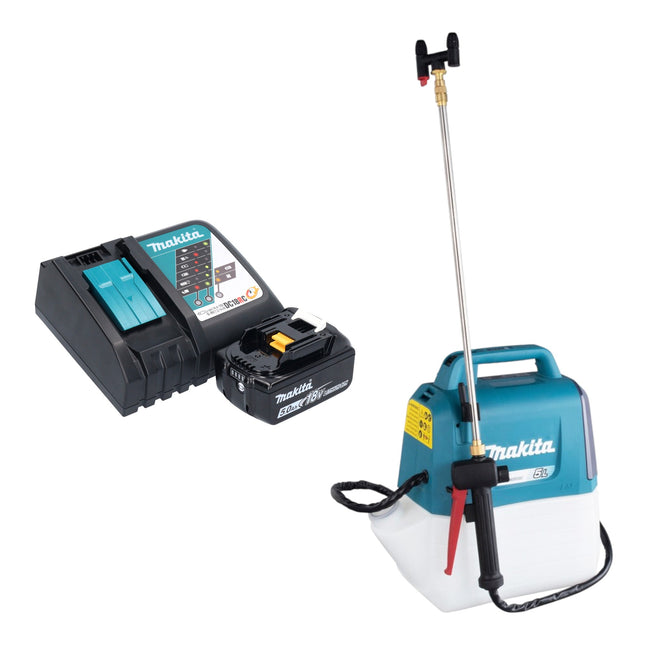 Spruzzatore a pressione a batteria Makita DUS 054 RT 18 V 5,0 l 3,0 bar + 1x batteria ricaricabile 5,0 Ah + caricabatterie