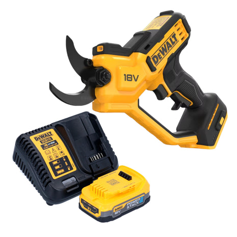 Tijeras de podar a batería DeWalt DCMPP 568 E1 18 V 38 mm + 1x batería Powerstack 1,7 Ah + cargador