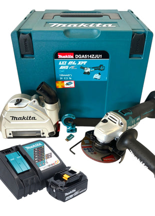 Makita DGA 514 RM1JU1 amoladora angular a batería 18 V 125 mm sin escobillas + 1x batería 4,0 Ah + cargador + Makpac