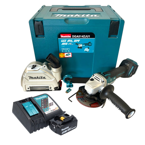 Makita DGA 514 RT1JU1 Akku Winkelschleifer 18 V 125 mm Brushless + 1x Akku 5,0 Ah + Ladegerät + Makpac