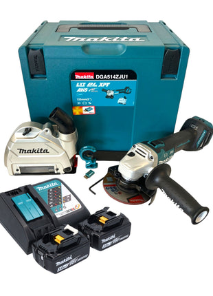 Makita DGA 514 RTJU1 Meuleuse d'angle sur batterie 18 V 125 mm sans balais + 2x batteries 5,0 Ah + chargeur + Makpac