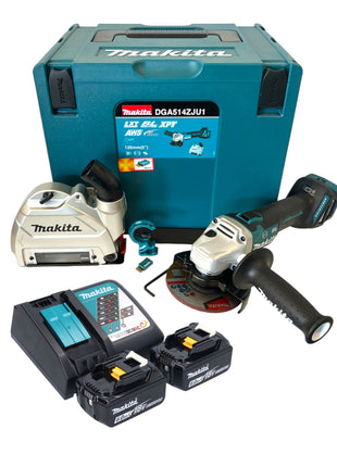 Makita DGA 514 RGJU1 Meuleuse d'angle sur batterie 18 V 125 mm sans balais + 2x batteries 6,0 Ah + chargeur + Makpac