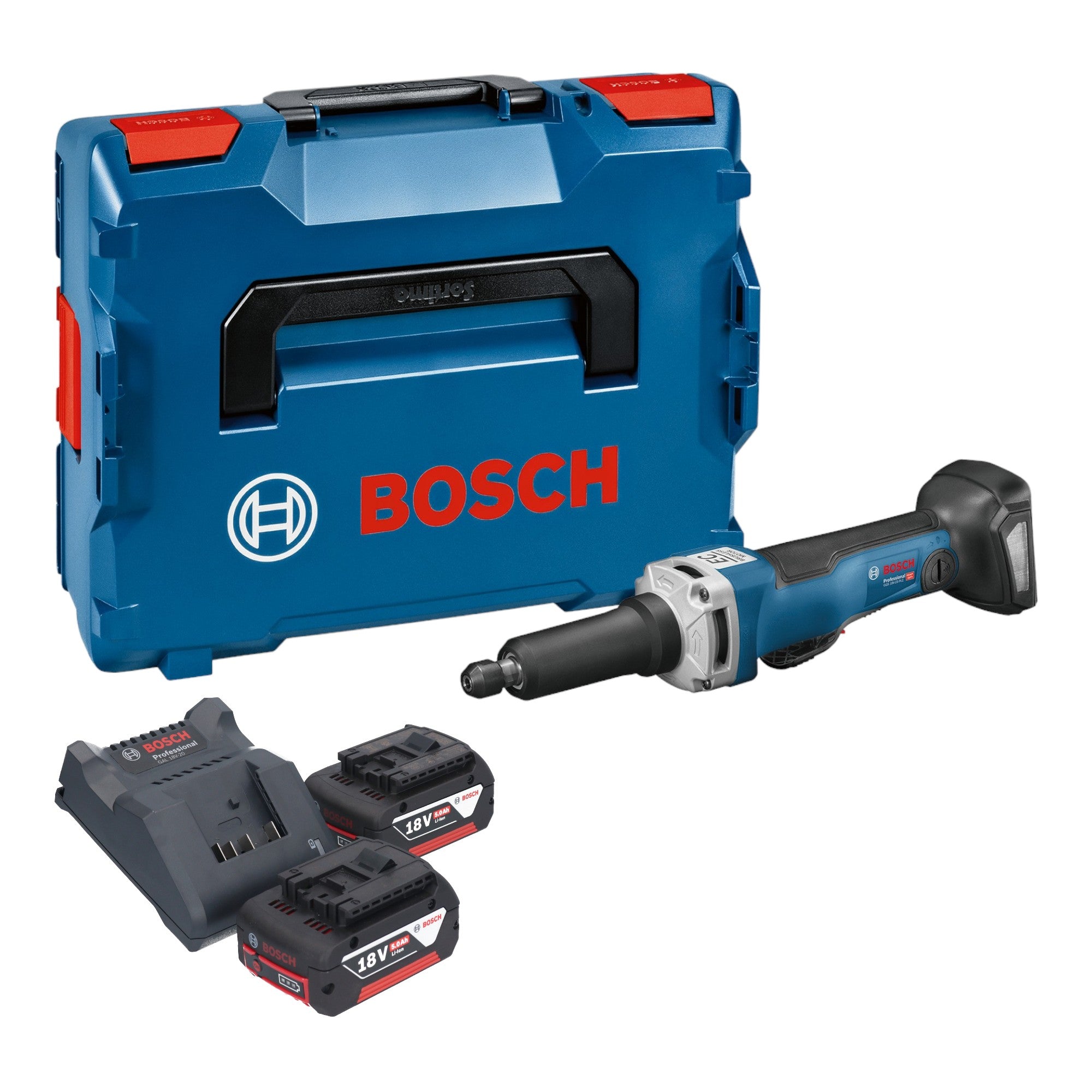 Bosch GGS 18V 23 PLC Professional Akku Geradschleifer 18 V Brushless 2x Akku 5 0 Ah Ladegeraet L Boxx  0 - toolbrothers