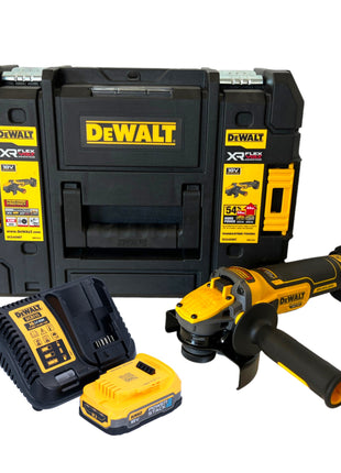 Amoladora angular a batería DeWalt DCG 409 E1T 18 V 125 mm sin escobillas + 1x batería Powerstack 1,7 Ah + cargador + TSTAK