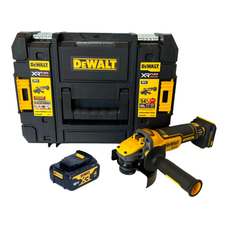 Amoladora angular a batería DeWalt DCG 409 NT 18 V 125 mm sin escobillas + 1x batería 4,0 Ah + TSTAK - sin cargador