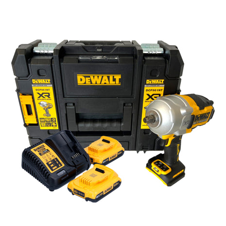 Akumulatorowy klucz udarowy DeWalt DCF 961 D2T 18 V 1632 Nm 1/2" bezszczotkowy + 2x akumulator 2,0 Ah + ładowarka + TSTAK