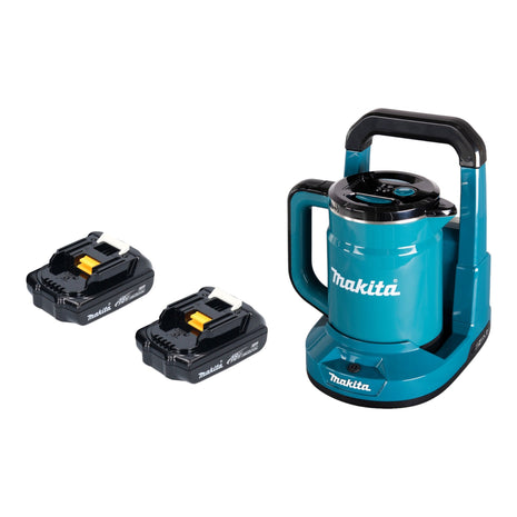 Bouilloire à batterie Makita DKT 360 Y2 36 V (2x 18 V) 0,8 L + 2x batterie 1,5 Ah - sans chargeur