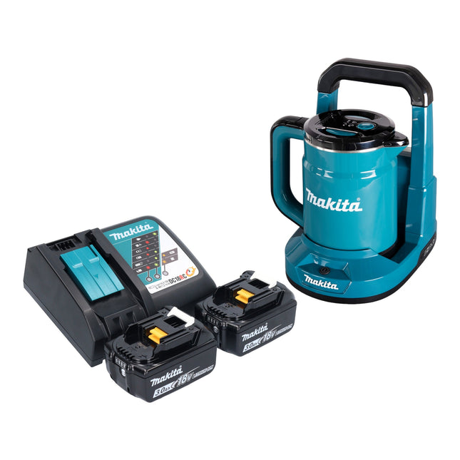 Makita DKT 360 RF2 cordless kettle 36 V ( 2x 18 V ) 0.8 L + 2x rechargeable battery 3.0 Ah + charger