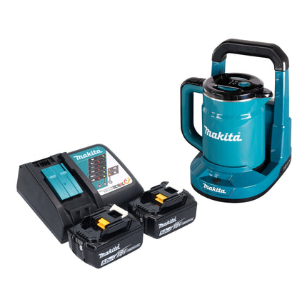 Bollitore a batteria Makita DKT 360 RT2 36 V ( 2x 18 V ) 0,8 L + 2x batteria ricaricabile 5,0 Ah + caricatore