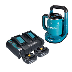 Makita DKT 360 PF2 Akku Wasserkocher 36 V ( 2x 18 V ) 0,8 L  + 2x Akku 3,0 Ah + Doppelladegerät