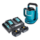 Hervidor de batería Makita DKT 360 CF2 36 V (2x 18 V) 0,8 L + 2x batería 3,0 Ah + cargador doble