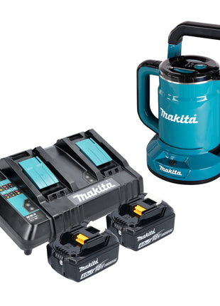 Hervidor de batería Makita DKT 360 CM2 36 V (2x 18 V) 0,8 L + 2x batería 4,0 Ah + cargador doble