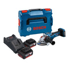 Bosch GWS 18V-15 PSC Professional amoladora angular a batería 18 V 125 mm BITURBO sin escobillas + 2x batería 5,0 Ah + cargador + L-Boxx