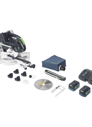 Scie à tronçonner sur batterie Festool KSC 60 EB-Basic KAPEX 18 V / 36 V 216 mm sans balais + 2 batteries 5,0 Ah + double chargeur