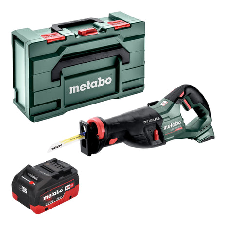 Sierra sable de batería Metabo SSEP 18 LT BL 18 V 32 mm sin escobillas + 1x batería LiHD 8,0 Ah + Metabox - sin cargador