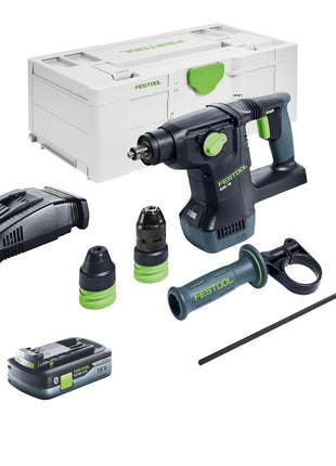 Marteau combiné à batterie Festool KHC 18 EB-Basic 18 V 2,6 J SDS-Plus sans balais + 1 batterie 4,0 Ah + chargeur rapide + systainer