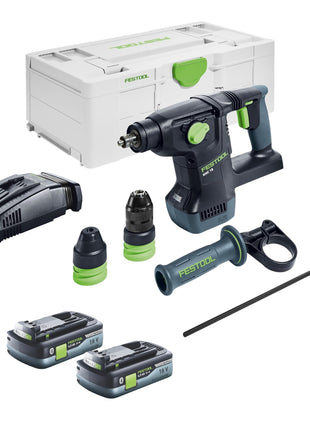 Marteau combiné à batterie Festool KHC 18 EB-Basic 18 V 2,6 J SDS-Plus sans balais + 2x batterie 4,0 Ah + chargeur rapide + systainer