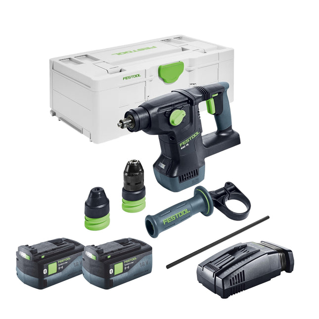 Martillo combinado sin cable Festool KHC 18 EB-Basic 18 V 2,6 J SDS-Plus Brushless + 2x batería recargable 5,0 Ah + cargador rápido + systainer