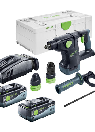 Marteau combiné à batterie Festool KHC 18 EB-Basic 18 V 2,6 J SDS-Plus sans balais + 2x batterie 8,0 Ah + chargeur rapide + systainer