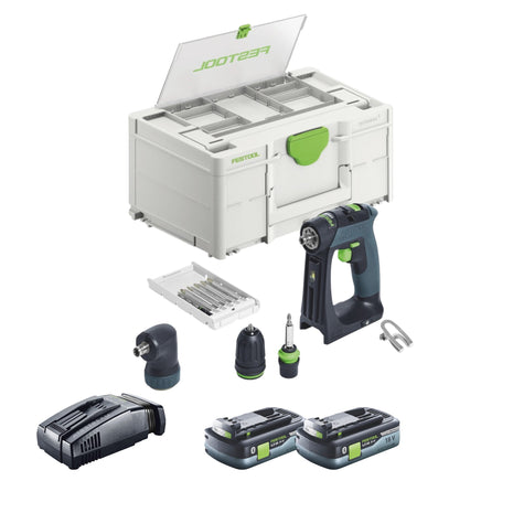 Festool CXS 18-Basic-Set Akku Bohrschrauber 18 V 40 Nm Brushless + 2x Akku 4,0 Ah + Schnellladegerät + Systainer