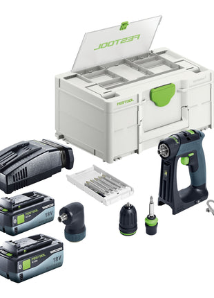 Festool CXS 18-Basic-Set Akku Bohrschrauber 18 V 40 Nm Brushless + 2x Akku 8,0 Ah + Schnellladegerät + Systainer