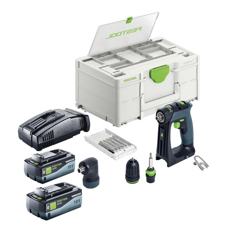 Festool CXS 18-Basic set perceuse-visseuse sans fil 18 V 40 Nm sans balais + 2x batteries 8,0 Ah + chargeur rapide + systainer