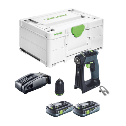 Taladro atornillador a batería Festool CXS 18-Basic 18 V 40 Nm sin escobillas + 2x batería recargable 4,0 Ah + cargador rápido + systainer