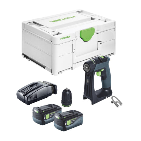 Festool CXS 18-Basic taladro atornillador a batería 18 V 40 Nm sin escobillas + 2 baterías 5,0 Ah + cargador rápido + systainer