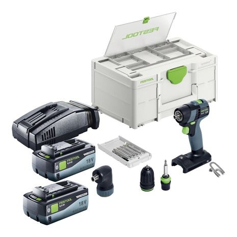 Festool TXS 18-Basic-Set akumulatorowa wiertarko-wkrętarka 18 V 40 Nm bezszczotkowa + 2x akumulator 8,0 Ah + szybka ładowarka + systainer