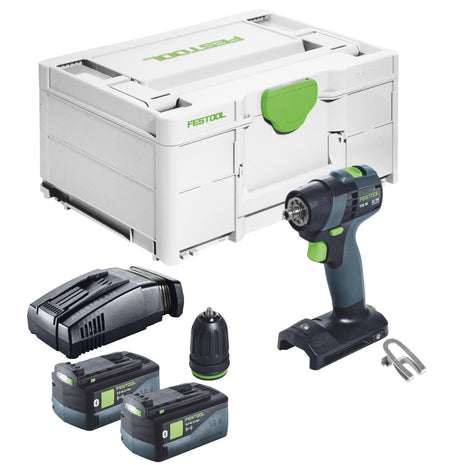 Festool TXS 18-Basic taladro atornillador a batería 18 V 40 Nm sin escobillas + 2x baterías 5,0 Ah + cargador rápido + systainer