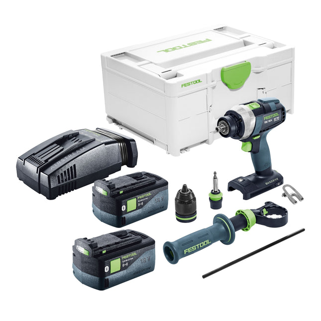 Festool TDC 18/4 I-Basic taladro atornillador a batería 18 V 75 Nm sin escobillas + 2x batería recargable 5,0 Ah + cargador rápido + systainer