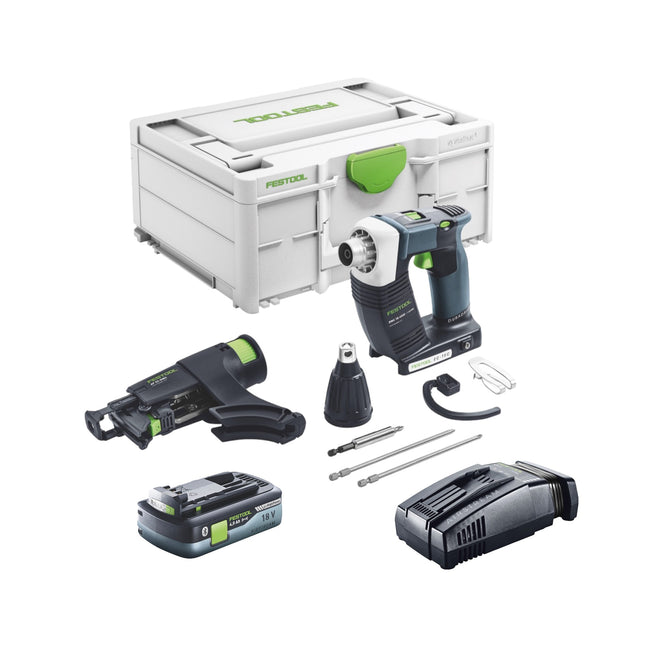 Festool DURADRIVE DWC 18-4500 Atornillador básico sin cable para la construcción 18 V 14 Nm sin escobillas + 1x batería recargable 4,0 Ah + cargador rápido + systainer