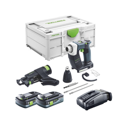 Festool DURADRIVE DWC 18-4500 Atornillador básico sin cable para la construcción 18 V 14 Nm sin escobillas + 2x batería recargable 4,0 Ah + cargador rápido + systainer