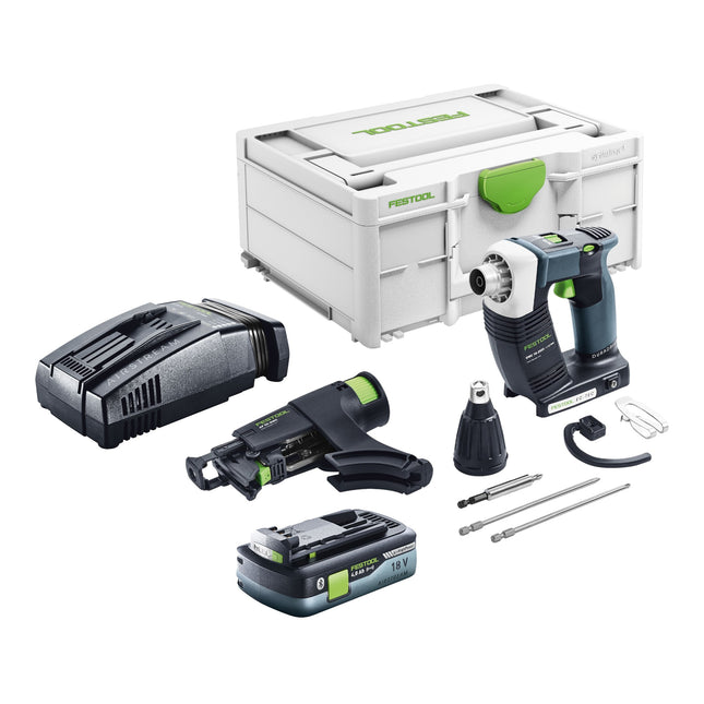 Festool DURADRIVE DWC 18-2500 Basic atornillador sin cable para la construcción 18 V 18 Nm sin escobillas + 1x batería recargable 4,0 Ah + cargador rápido + systainer