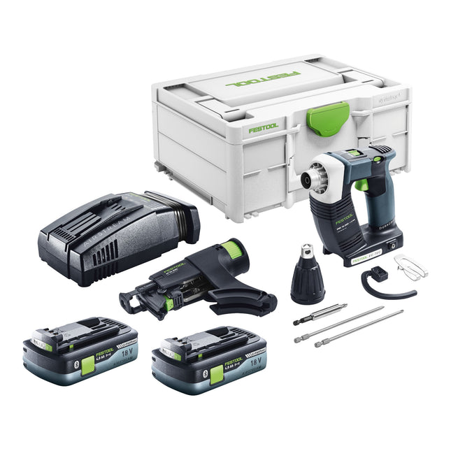 Festool DURADRIVE DWC 18-2500 Basic atornillador sin cable para la construcción 18 V 18 Nm sin escobillas + 2x batería recargable 4,0 Ah + cargador rápido + systainer