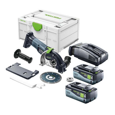 Festool DSC-AGC 18-125 FH EB-Basic akumulatorowy system tnący z wolnej ręki 18 V 125 mm bezszczotkowy + 2x akumulator 8,0 Ah + szybka ładowarka + Systainer