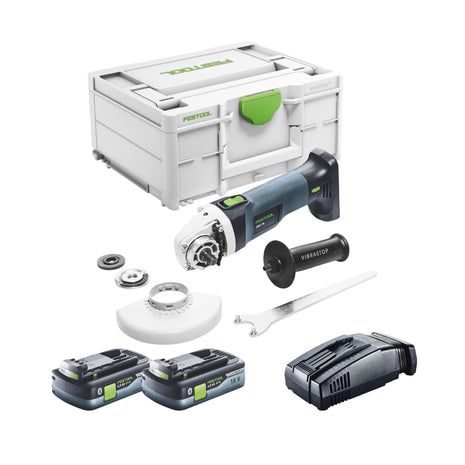 Smerigliatrice angolare a batteria Festool AGC 18-125 EB-Basic 18 V 125 mm brushless + 2x batteria ricaricabile 4,0 Ah + caricatore rapido + systainer